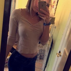 Blush 3/4 Sleeve Crop Top